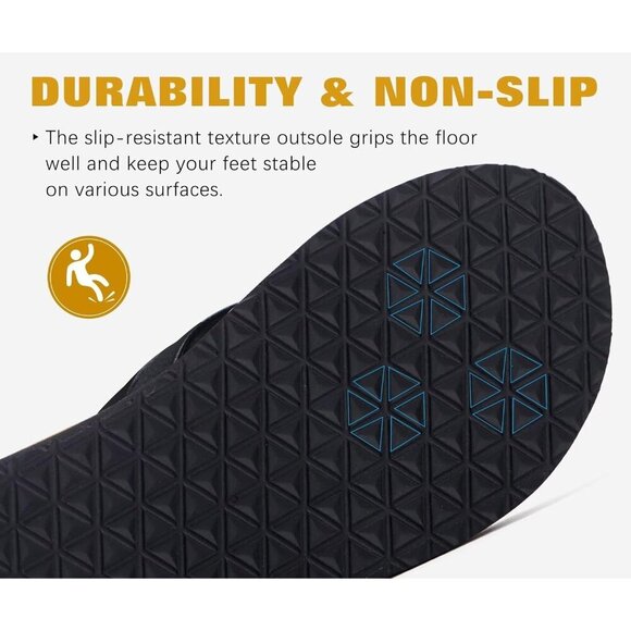 〽️Men\'s Flip Flop Sandal Black Leather Slip On Arch Support Comfort Shoes main image 5